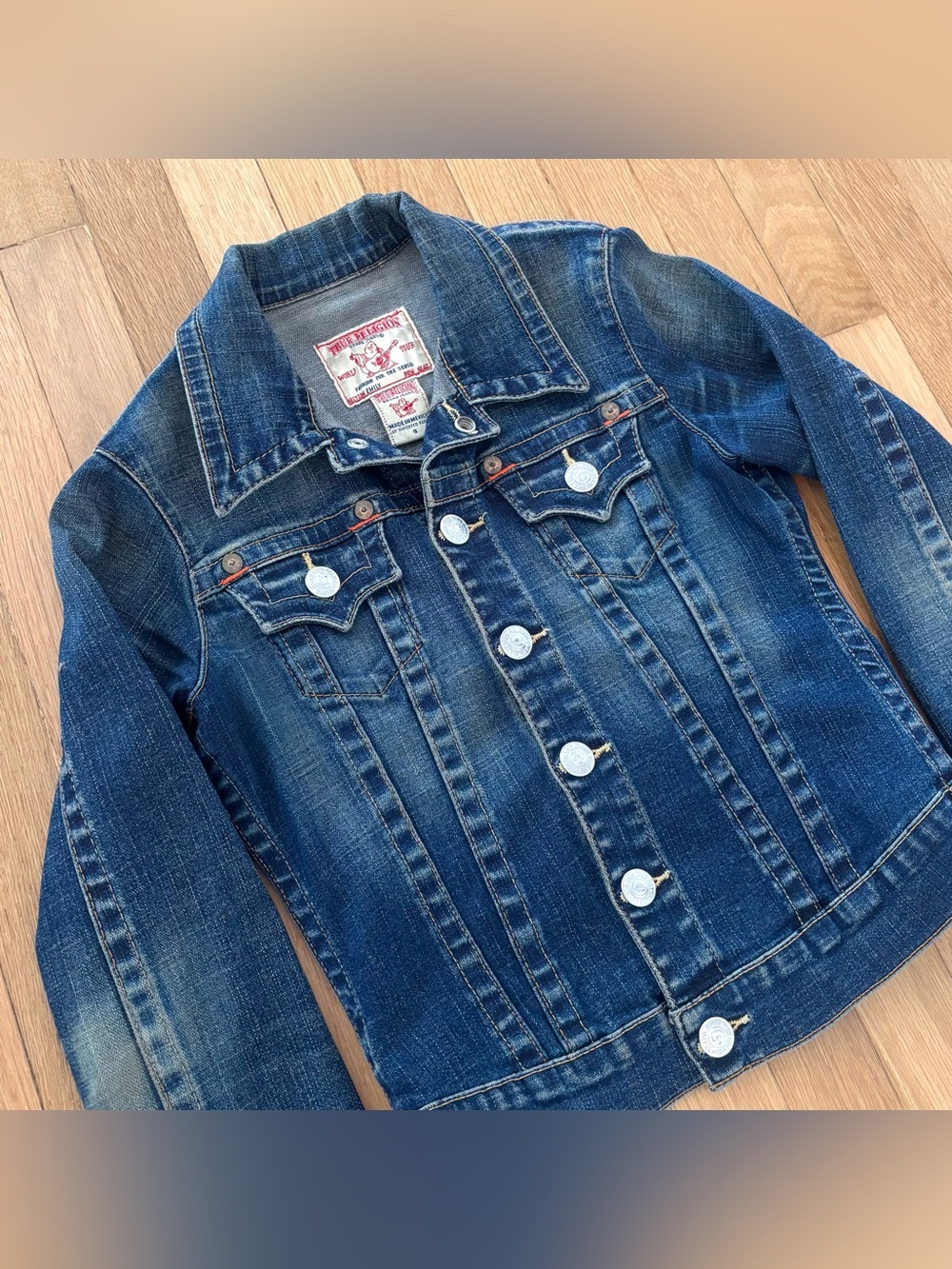 Vintage True Religion Denim Jacket Emily Womens S Y2K Trucker Western 2000s Crop - Picture 6 of 12